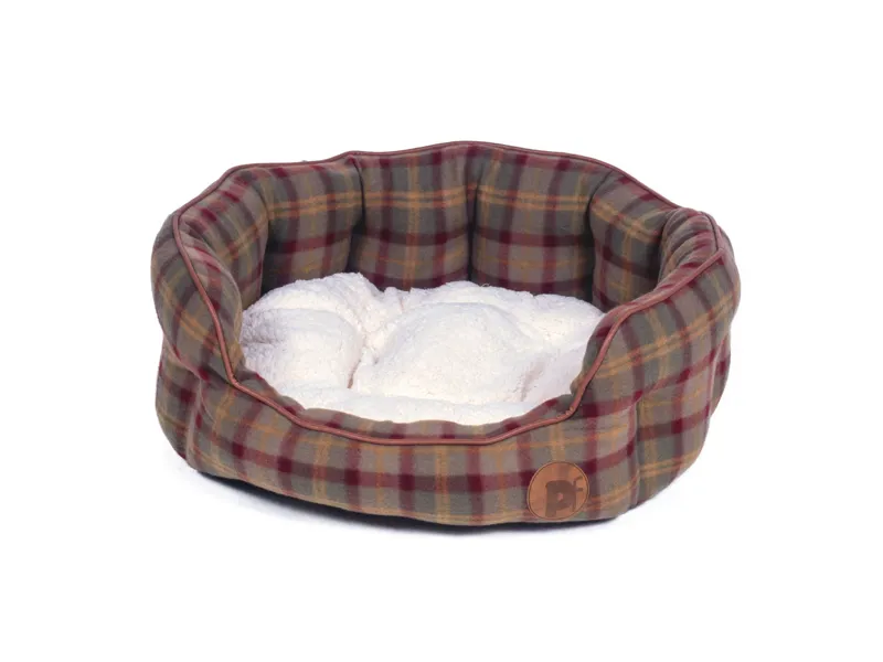 Petface Country Check Oval Bed in Small